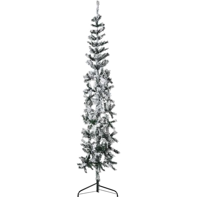 vidaXL - Kunstkerstboom - half - met - sneeuw - smal - 180 - cm