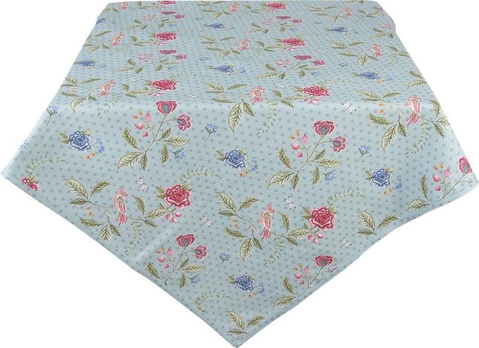 Clayre & Eef Tafelkleed 150x250 cm Blauw Groen Katoen Bloemen