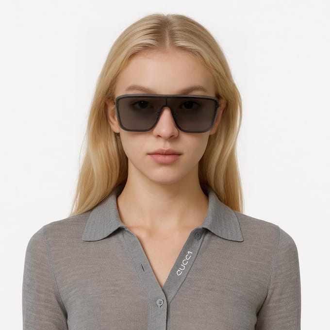 Saint Laurent Oversized Lens UV Bescherming Onregelmatige Zonnebril Uniseks Zonnebril Zwart SL364-MASK-002 Basic Packaging-Eyeglass Case gray