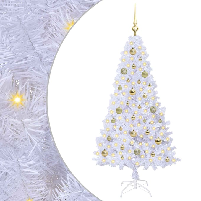 vidaXL - Kunstkerstboom - Wit - 150 - cm - PVC - en - Staal