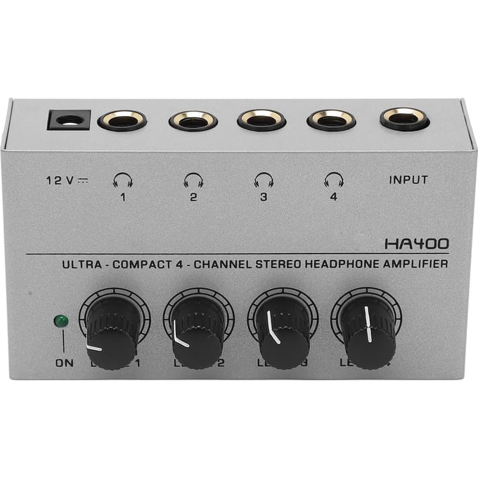 4-kanaals hoofdtelefoonversterker Stereo hoofdtelefoon splitter met voedingsadapter
