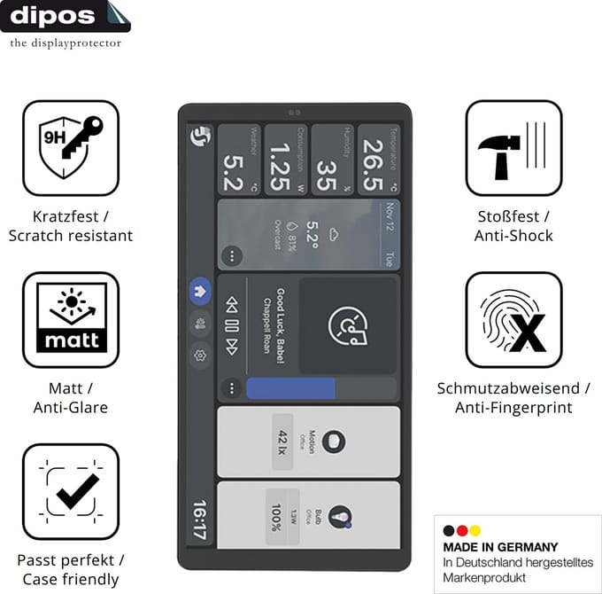 dipos – 2x Matte Pantserfolie geschikt voor Shelly Wall Display X2i | 9H Screenprotector