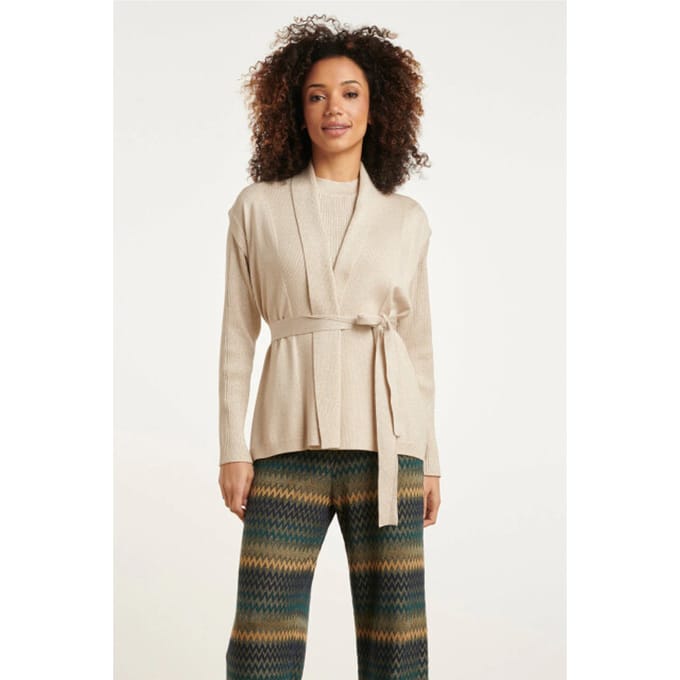 Smashed Lemon 24789 geribde mouwloze cardigan met lurex |