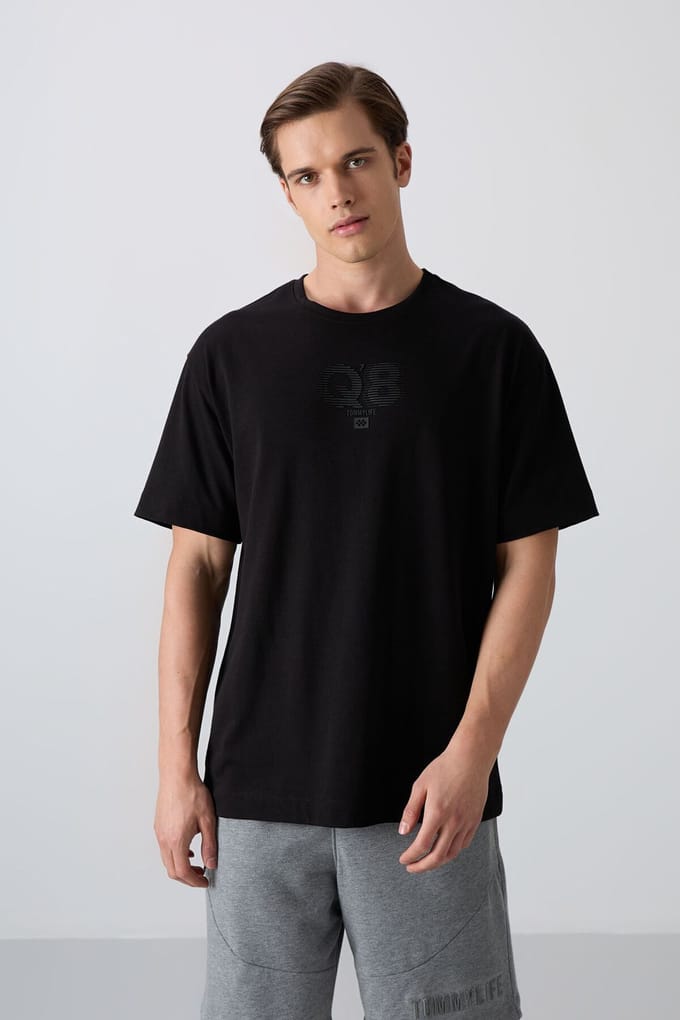 Overmaat Geprinte Logo Rundhals T-shirt