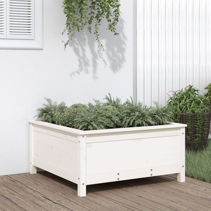vidaXL - Plantenbak - 82,5x82,5x39 - cm - massief - grenenhout - wit