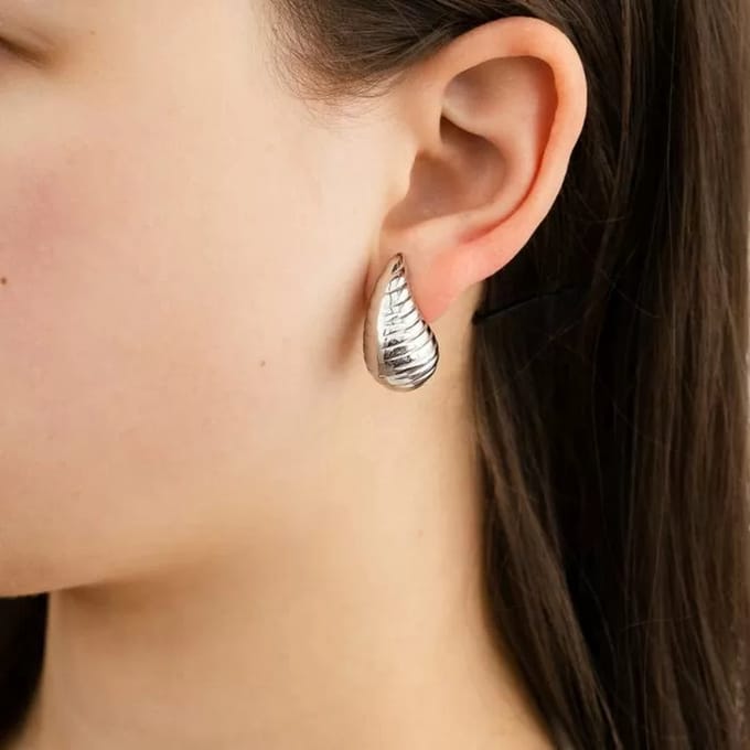 Bijoutheek Oorknoppen Drop Strepen Zilver