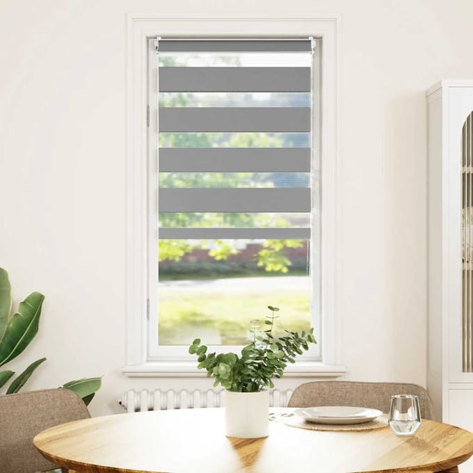 vidaXL - Zebra - rolgordijn - 60,9 - x - 120 - cm - stofbreedte - 56,7 - cm - grijs