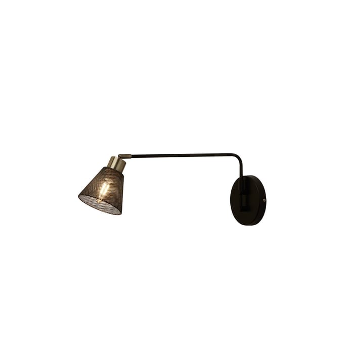 Searchlight Wandlamp Sepanta, zwart/messing, metaal, hoogte 21 cm, E14