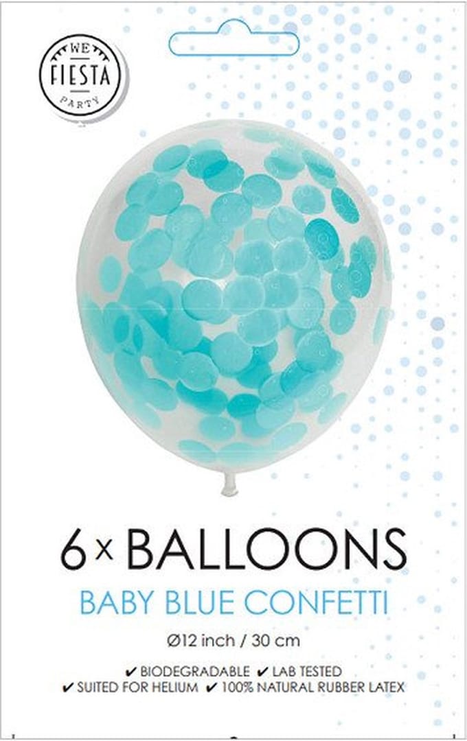 Globos Confetti Balloons Paper Confetti Baby Blue 30cm 6pcs