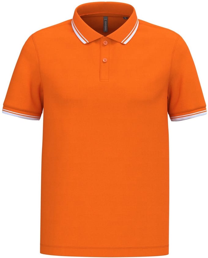 Kariban Gestreepte herenpolo korte mouwen K272 - Orange / White - M
