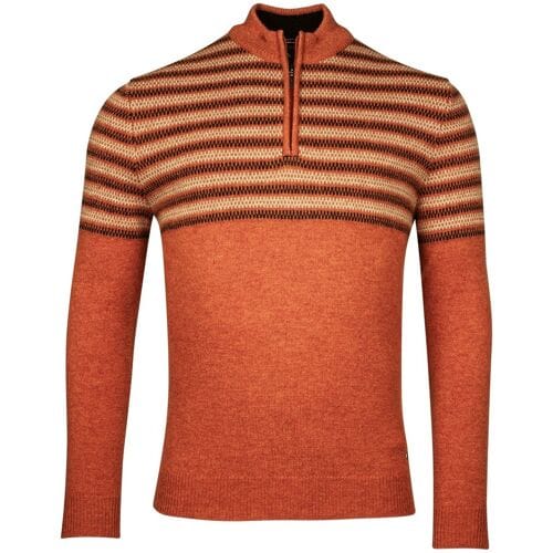 Baileys Trui Half Zip Jacquard Top Stripe Design Single Knit Deep Red / male