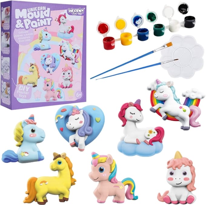Woopie DIY Paint Craft Kit: maak gipsen beeldjes en schilder ze - Eenhoornset - UNI