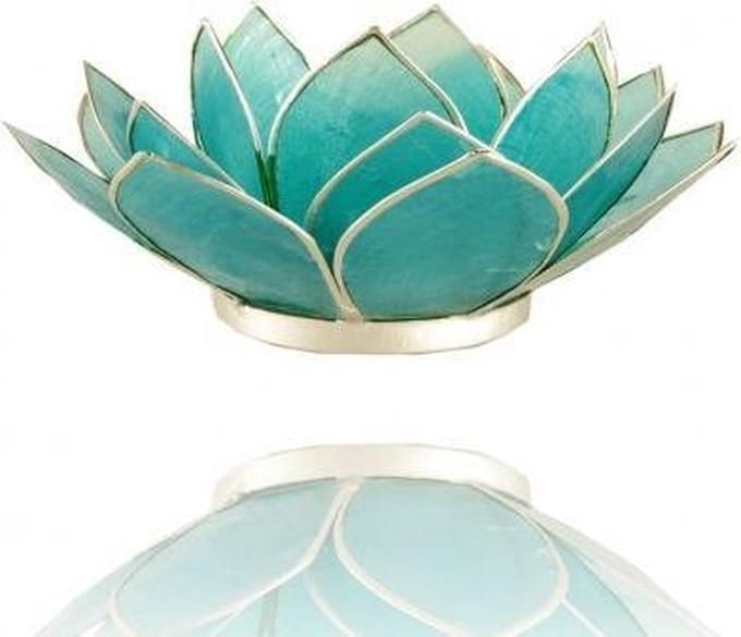 Lotus sfeerlicht met zilverrand blauw - 5e chakra