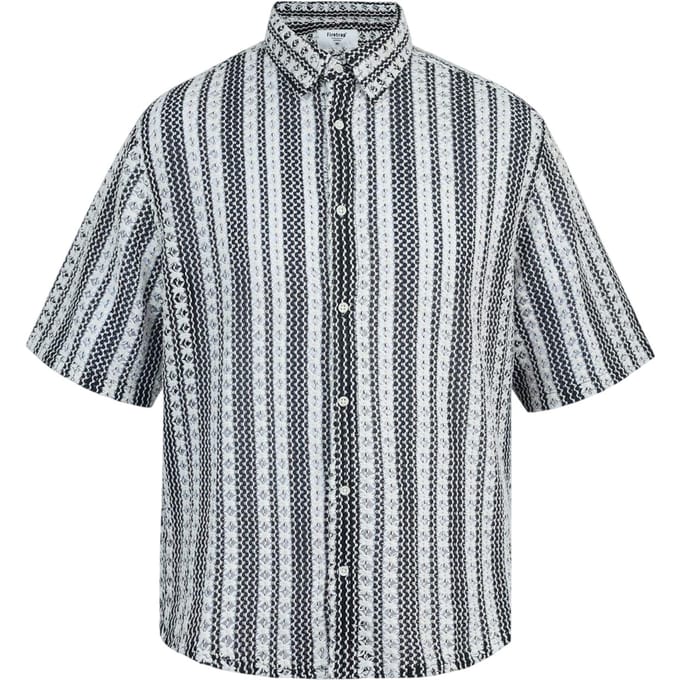 Firetrap Gedessineerd overhemd met korte mouwen voor heren (Zwart, Wit)