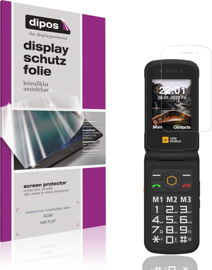 dipos – 4x Beschermfolie geschikt voor AGM M8 FLIP | Krasbestendige & heldere Screenprotector Ultra-Thin