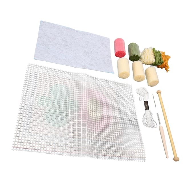 Latch Hook Kit DIY Onderzetter Zachte Aanraking Lichtgewicht Draagbaar Haken Latch Hook Kit white