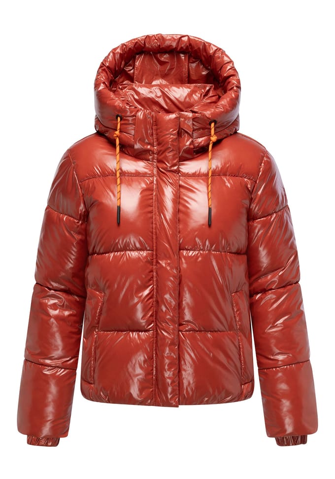 Marikoo dames gewatteerde winterjas Skyraa met capuchon & glanzend design