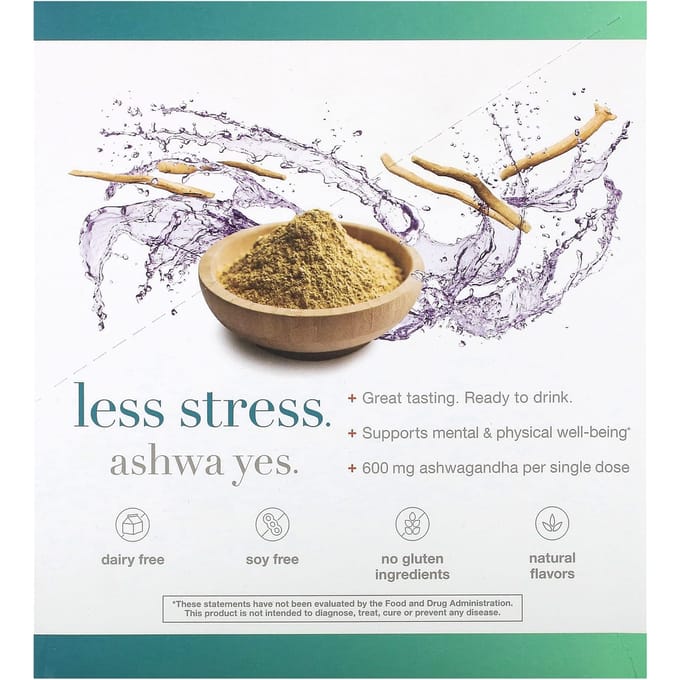 Youtheory, Ashwagandha Liquide, Myrtille, 600 mg, 12 sachets, 1 fl oz (30 ml) chaque