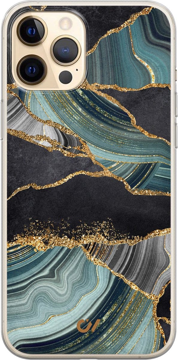 Hoesje geschikt voor Apple iPhone 12 - Marble Jade Stone - - Multi - Apple - Casevibes