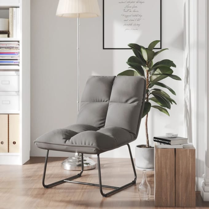 vidaXL - Loungestoel - met - metalen - frame - fluweel - lichtgrijs