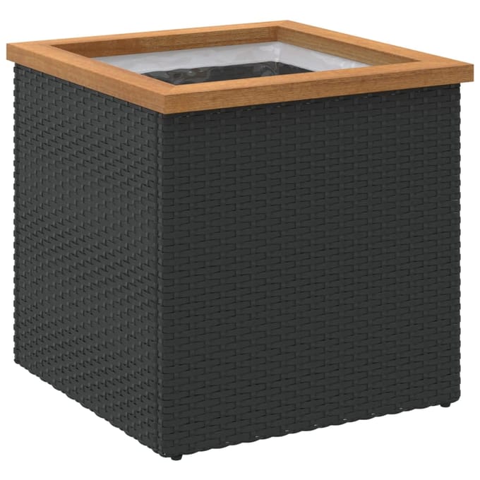 vidaXL - Plantenbak - 40x40x40 - cm - poly - rattan - zwart