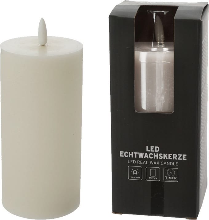 Firenze Home Home LED kaars - creme wit - D7,5 x H15 cm -met timer