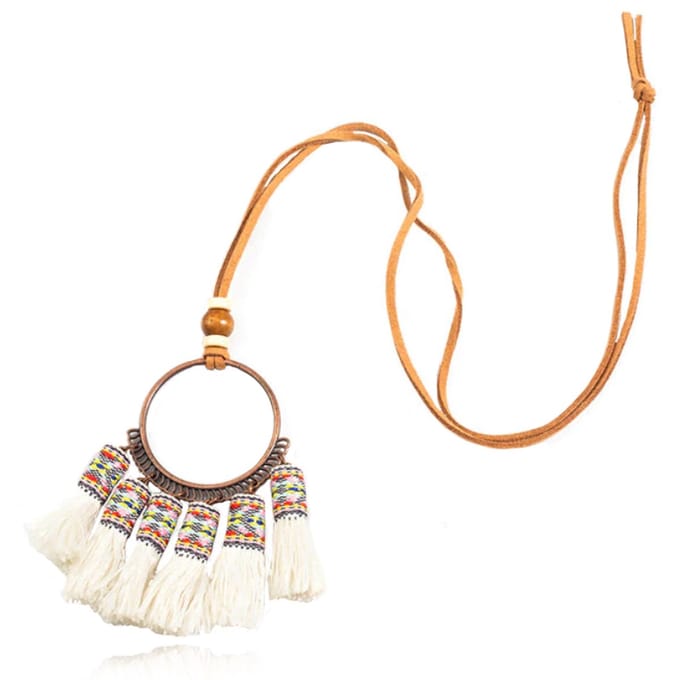 Deja Boho Tassel Ketting - Wit