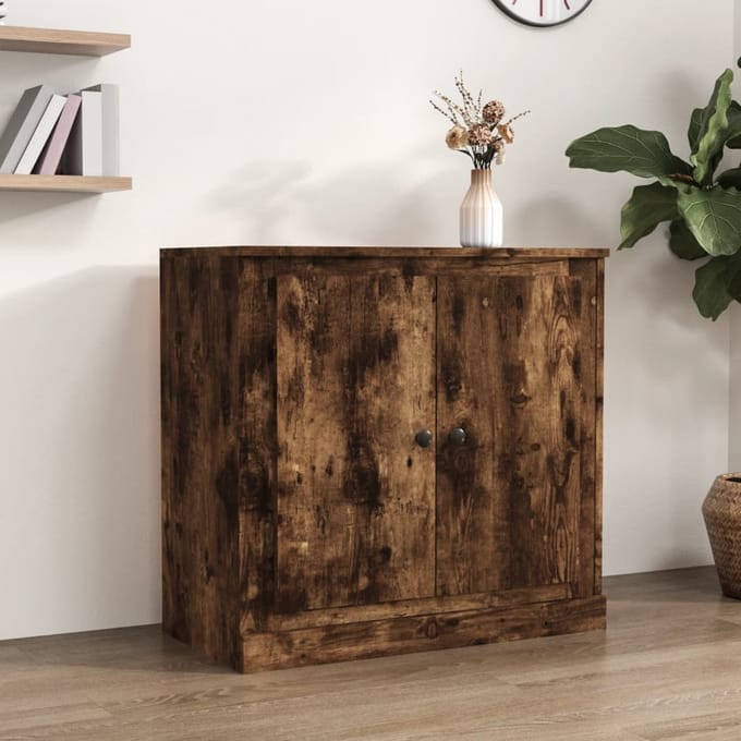 vidaXL - Dressoir - 70x35,5x67,5 - cm - bewerkt - hout - gerookt - eikenkleurig
