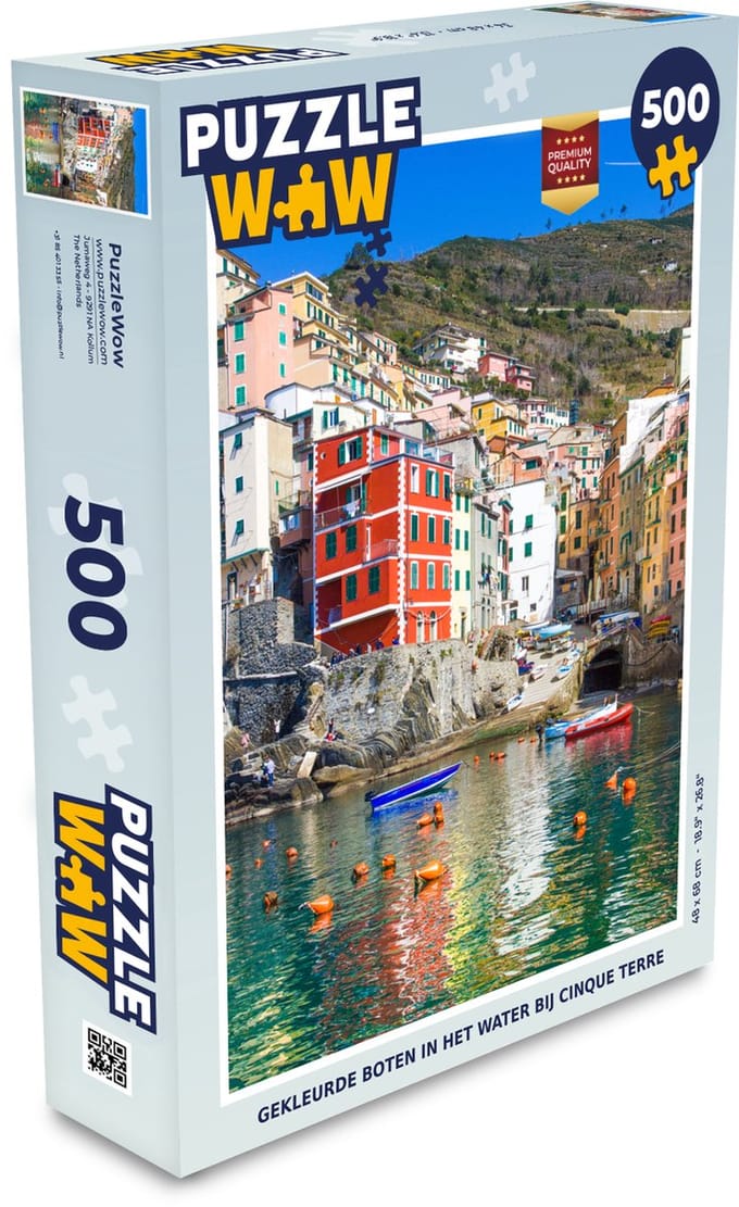 Puzzel Gekleurde boten in het water bij Cinque Terre - Legpuzzel - Puzzel 500 stukjes