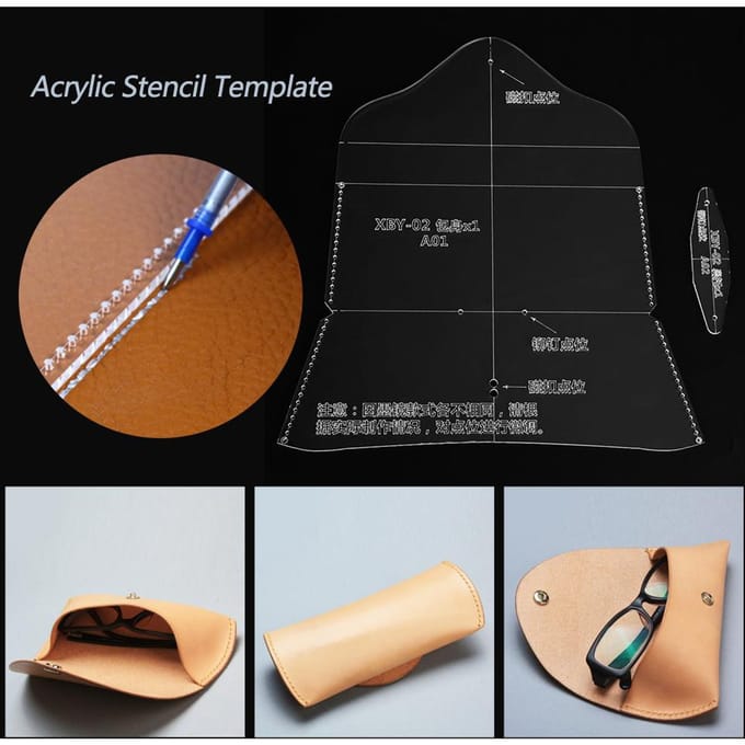 Leren Brillenetui Sjabloon Set Acryl Patroon Stencil Sjabloon DIY XBY 02 brown