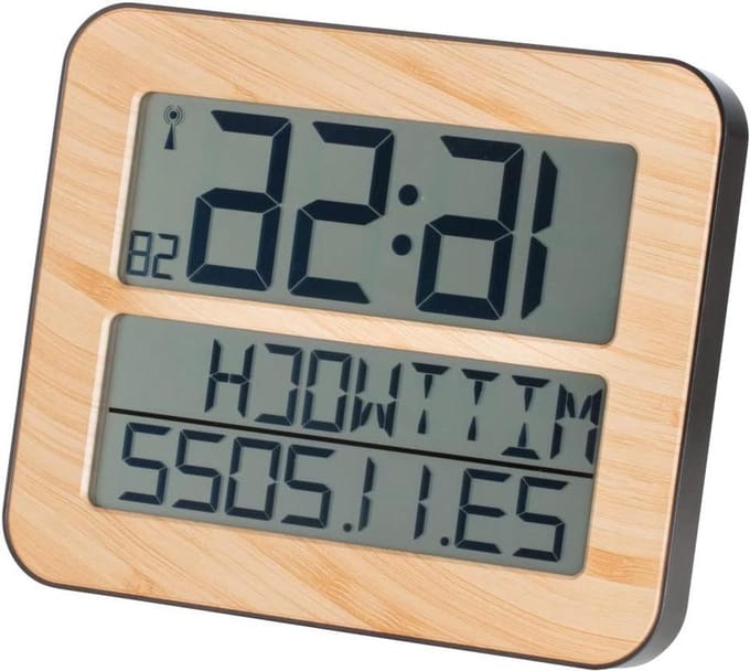 Digitale Radioklok - Tijdweergave - Tijd Bijhouden - Extra Groot Display - 25.8 cm Breed - Zilverkleurig