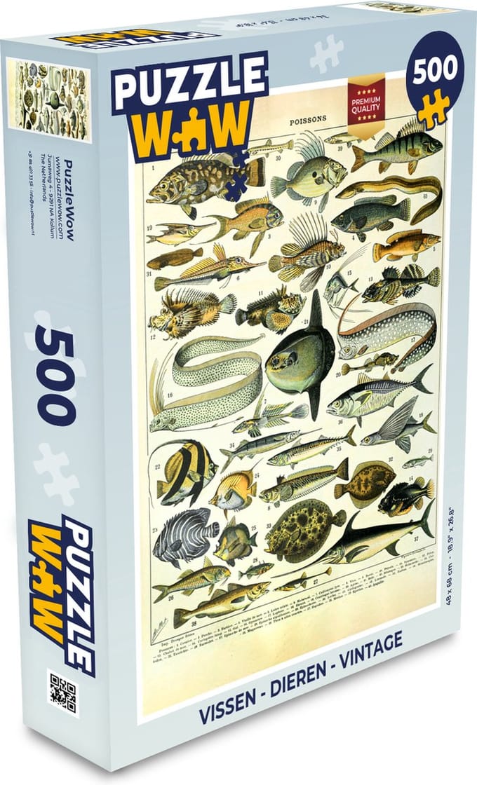 Puzzel Adolphe Millot - Kunst - Vintage - Vissen - Dieren - Legpuzzel - Puzzel 500 stukjes