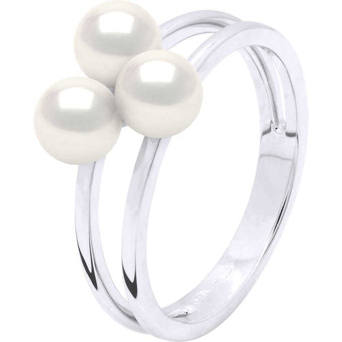 Ring Trilogy - 3 echte gecultiveerde zoetwaterparels rond 5-6 mm