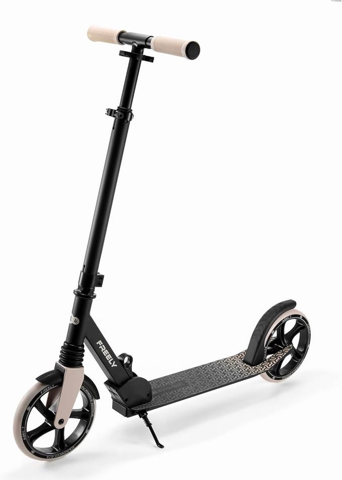 Kinderkraft Freely Scooter from 3 Years - Children's Scooter up to 100 kg - Fast Folding - PP Wheels, Beige