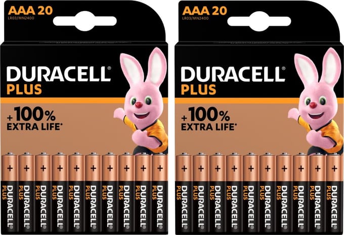 Duracell Plus AAA - alkaline batterijen - 1,5V, LR03 - 40 stuks