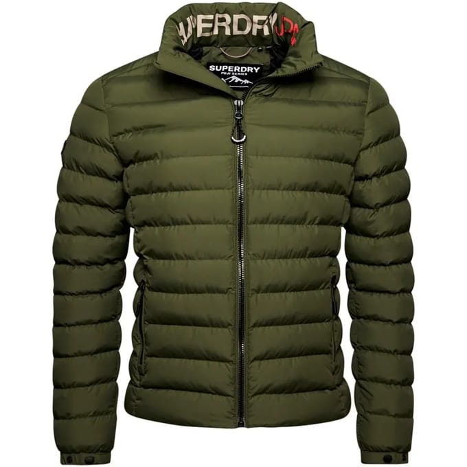 Superdry Fuji Print Padded Jacket Heren Jas - Dark Moss Green - Maat Xl