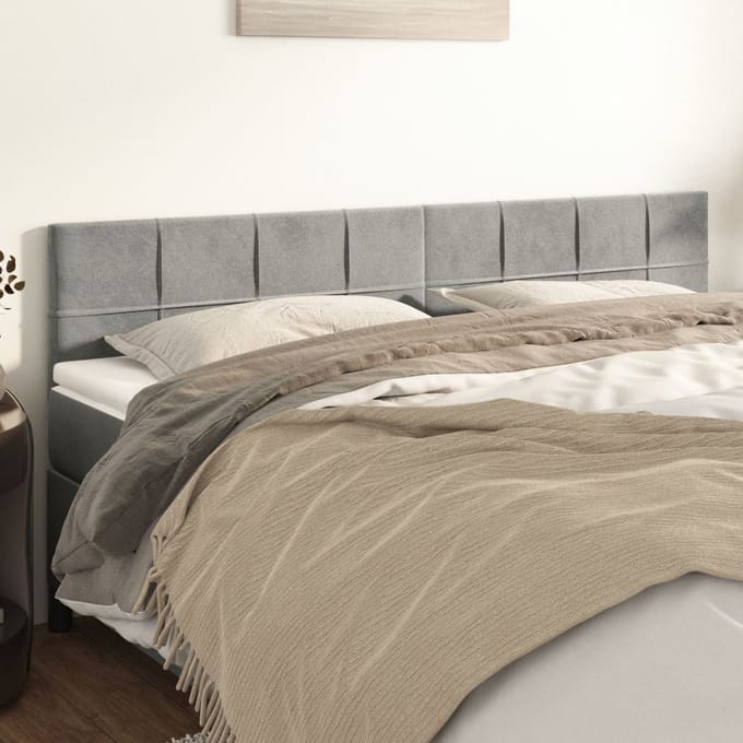 vidaXL - Hoofdborden - 180x5x78/88 - cm - fluweel - lichtgrijs