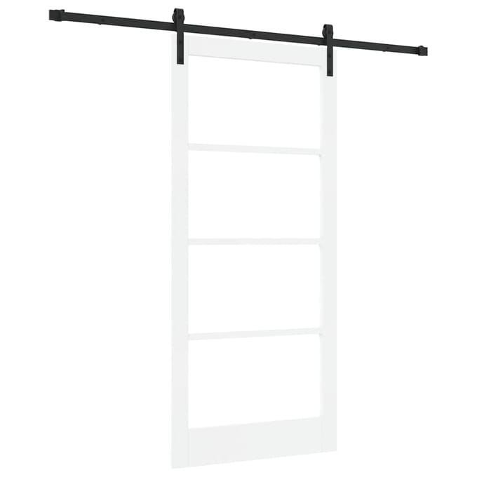 vidaXL - Schuifdeur - ORKDAL - Wit - 93 - x - 202 - cm - Massief - grenenhout - en - glas