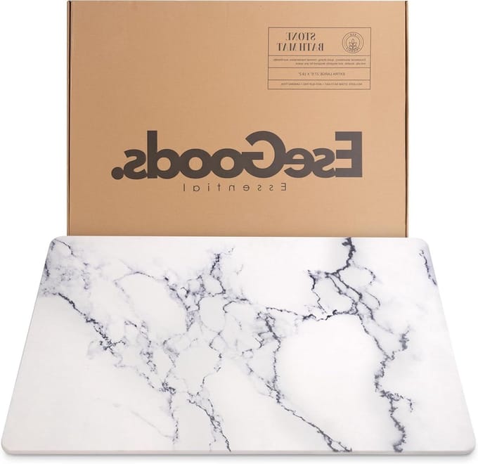 Stenen Badmat - Natuursteen Mat - Snel Drogen - Antislip Ontwerp - 48.8 x 69.8 cm - Wit