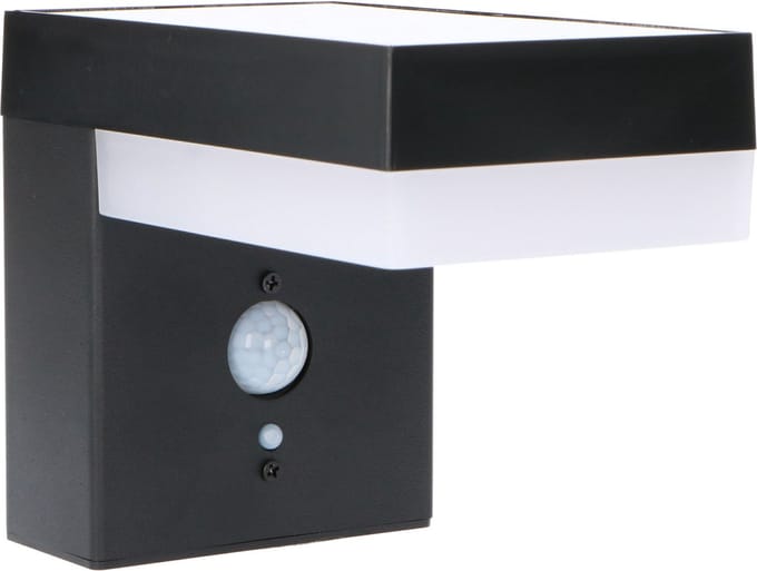LED's Light RVS Solar LED Muurlamp met Bewegingssensor - Draadloos - Vierkant - 3 standen - Zwart