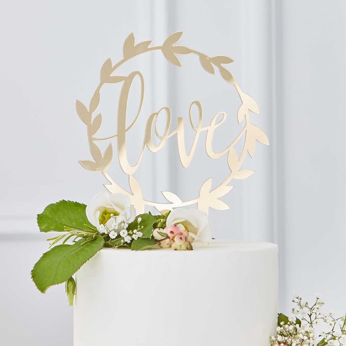 Taarttopper Love Goud Acryl - Ginger Ray - 1 stuks