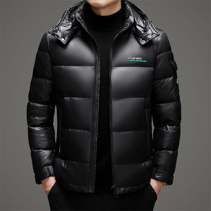 Zwart Goud Korte Donsjas Verdikte Winter Heren Eendendons Koudebestendig Casual Donsjack met Capuchon 4XL