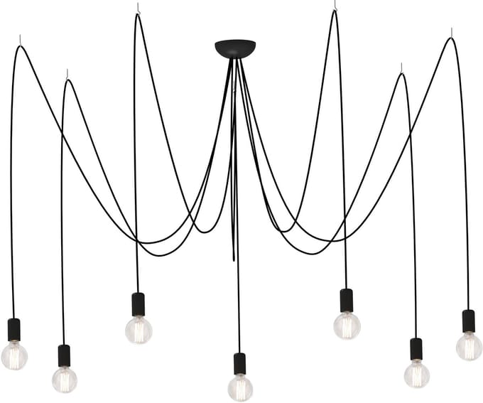 Licht-Erlebnisse - Spider - Hanglamp - E27 - van - Kunststof - in - Zwart
