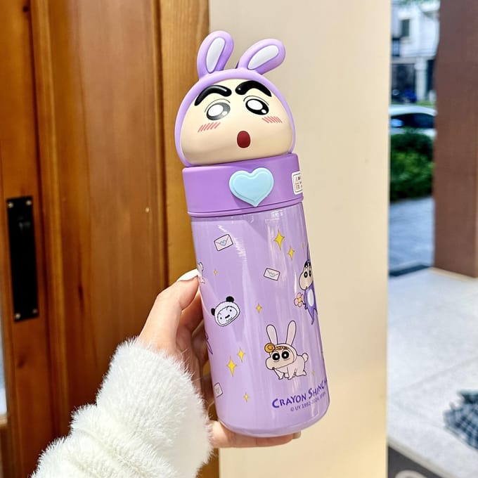 Crayon Petite Nouvelle Poupée Thermos Tasse Portable Poignée Cachée Créative Mignon Cadeau Tasse 350ml brown