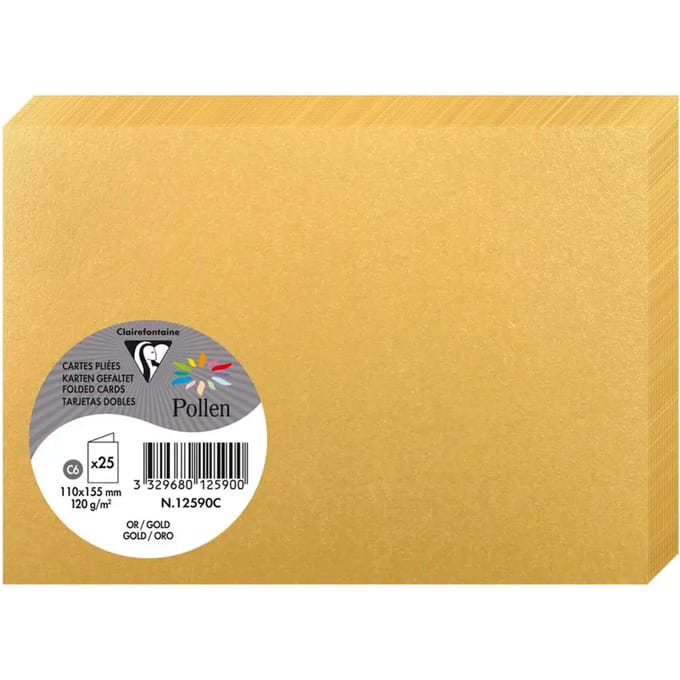 Clairefontaine Pollen dubbele kaarten C6, goud