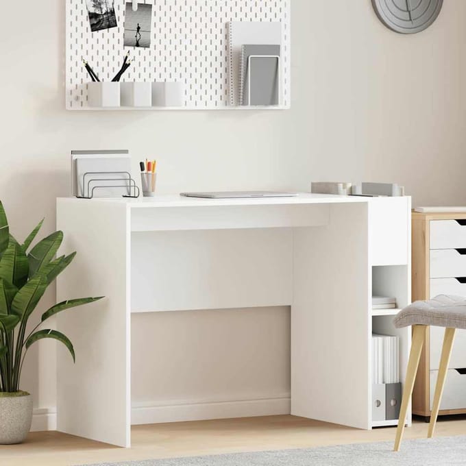 vidaXL - Bureau - Wit - Bewerkt - hout - 109 - x - 50 - x - 78 - cm