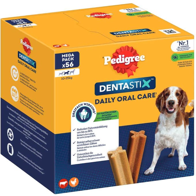 168 Stuks Voor Middelgrote Honden (10-25kg) Pedigree Dentastix
