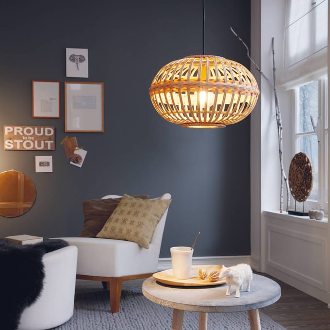 EGLO Amsfield Hanglamp - E27 - Ø 38 cm - Hout, bamboe - Bruin