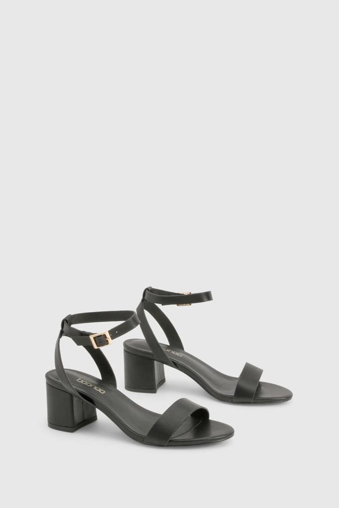 boohoo Dames Lage Blokhak Barely There Hakken | Zwart | Maat: 41