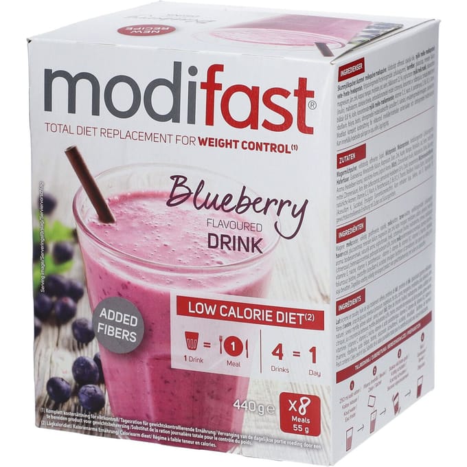 Modifast® Low Calorie Diet Milkshake Bosbessen 8x55 Zakje